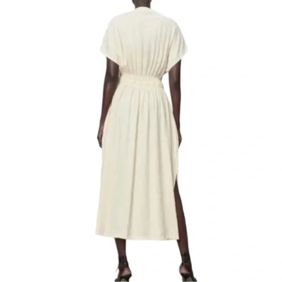 NWT Zara Wrinkle Look Rustic Dress Color Ecru in Size XS - Picture 4 of 5